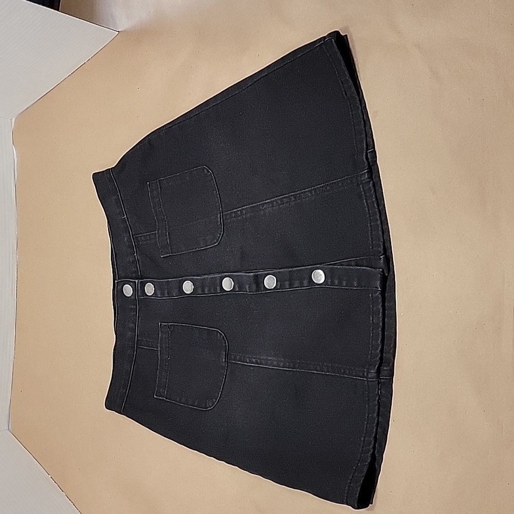 BDG Urban Outfitters Black A-Line Denim Mini Skirt. Size S, Button Front, EUC